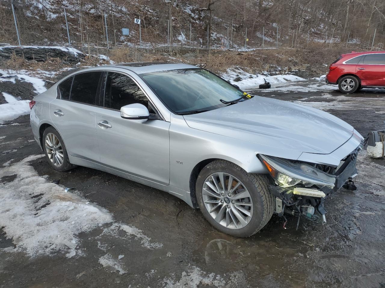2018 Infiniti Q50 VIN JN1EV7AR9JM610571 Copart auction photo, all over / front end damage thumbnail 4