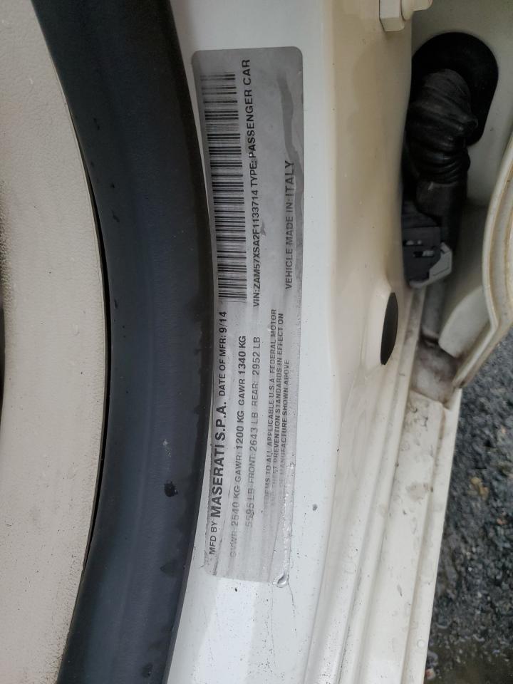 2015 Maserati Ghibli VIN ZAM57XSA2F1133714 Copart auction photo, all over damage thumbnail 12