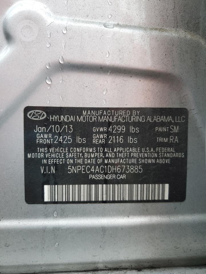 2013 Hyundai Sonata VIN 5NPEC4AC1DH673885 Copart auction photo, front end / side damage thumbnail 12