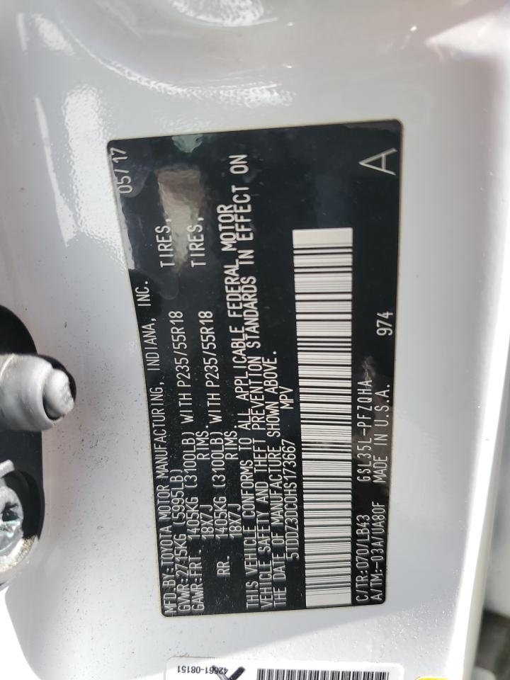 2017 Toyota Sienna VIN 5TDDZ3DC0HS173667 Copart auction photo, front end damage thumbnail 14