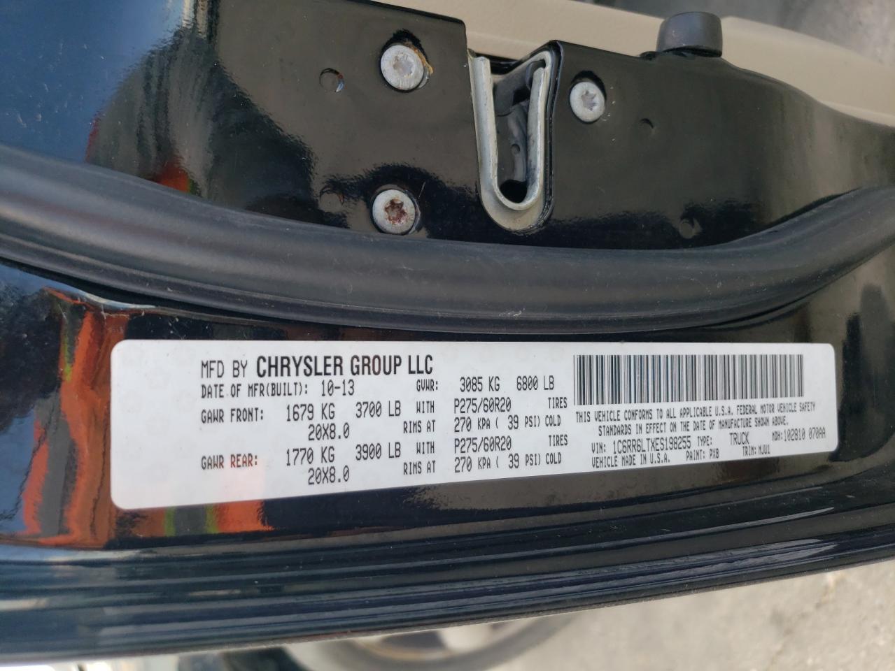 2014 RAM 1500 VIN 1C6RR6LTXES198255 Copart auction photo, all over damage thumbnail 14