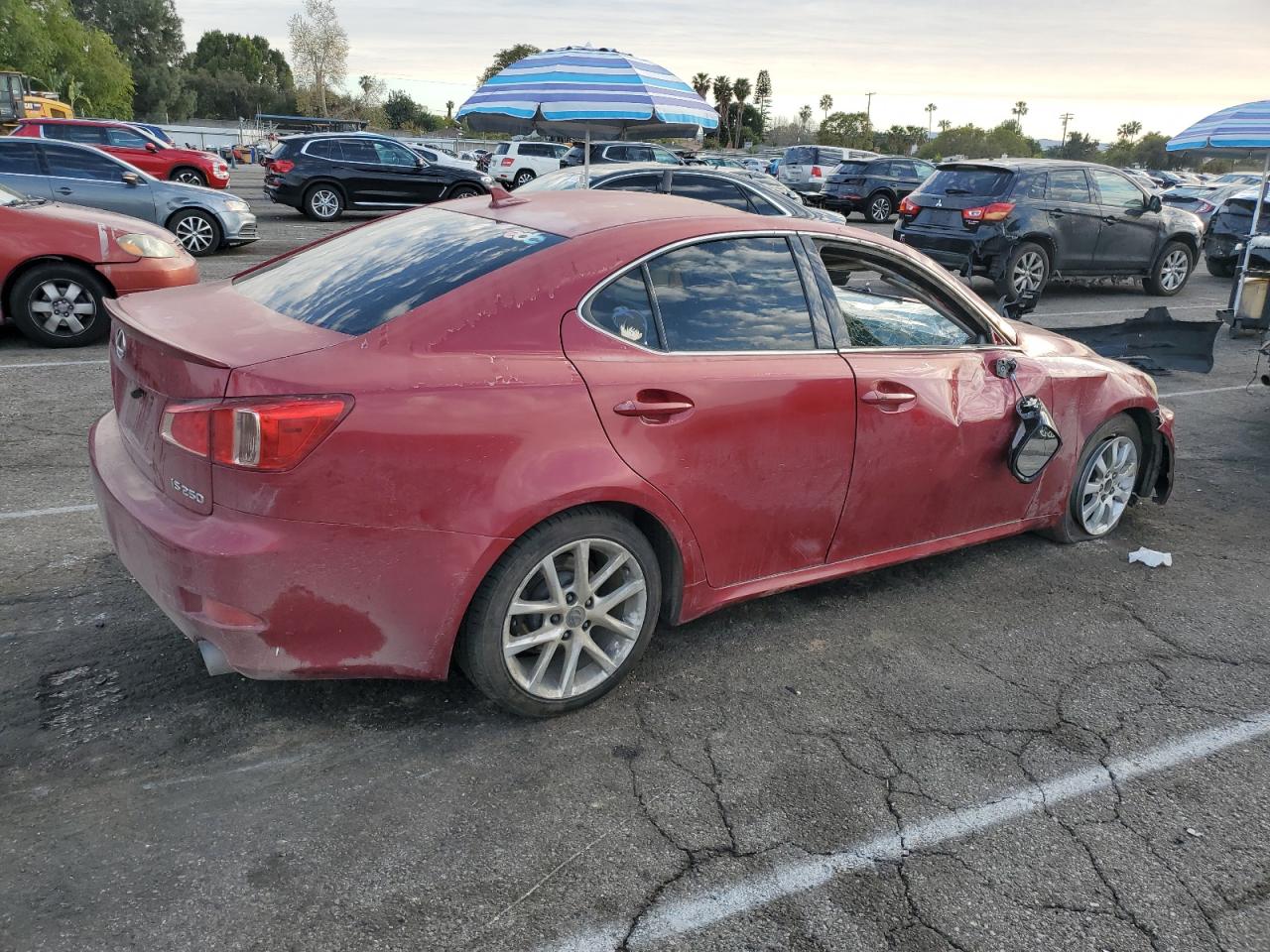 2012 Lexus IS VIN JTHBF5C21C5179608 Copart auction photo, top/roof / front end damage thumbnail 3
