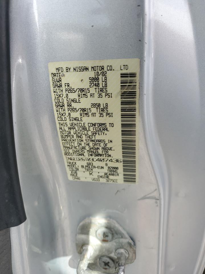 2003 Nissan Navara (Frontier) VIN 1N6ED26T03C407436 Copart auction photo, all over damage thumbnail 12