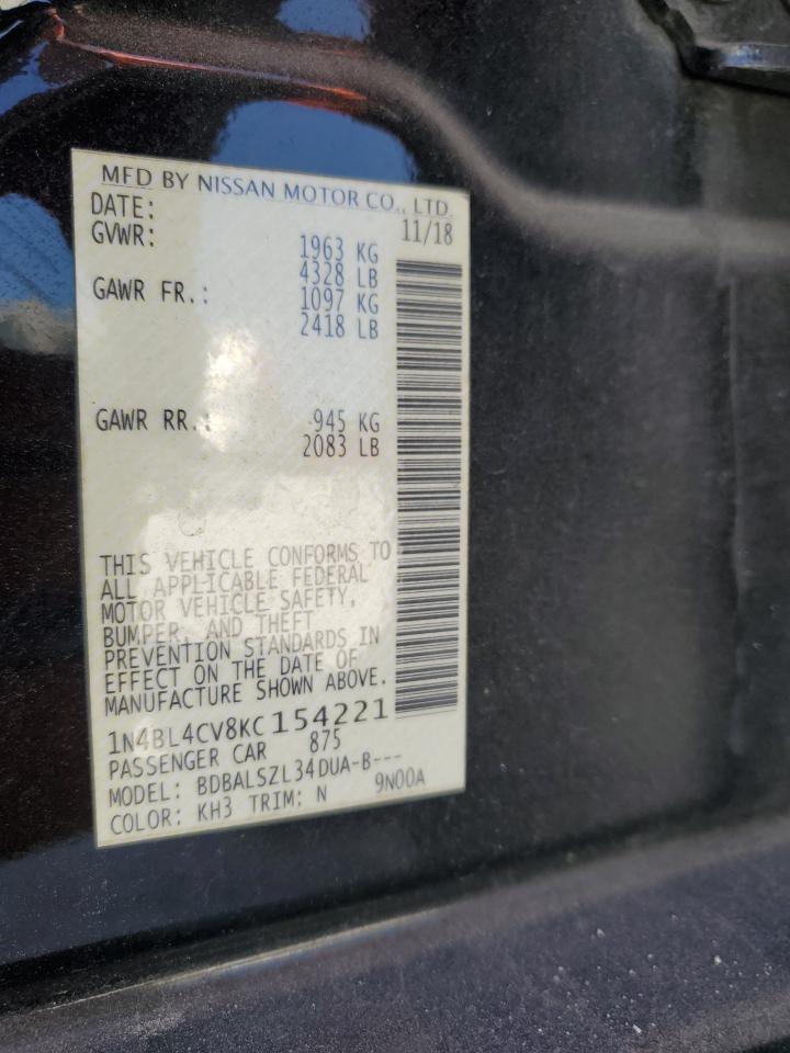 2019 Nissan Altima VIN 1N4BL4CV8KC154221 Copart auction photo, side / front end damage thumbnail 13