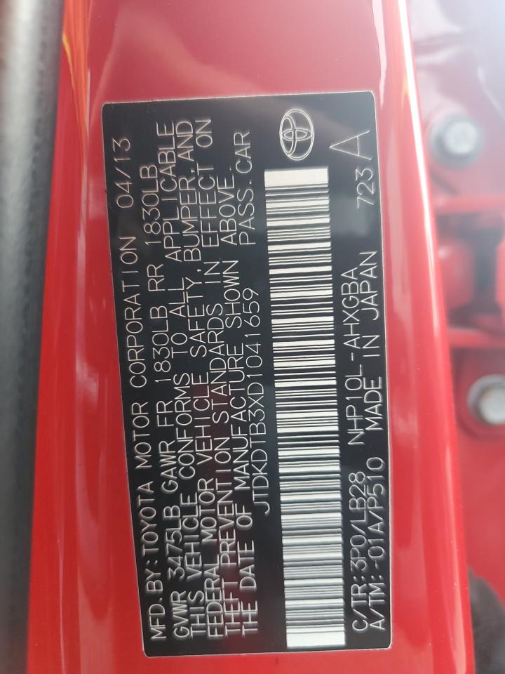 2013 Toyota Prius VIN JTDKDTB3XD1041659 Copart auction photo, side damage thumbnail 14
