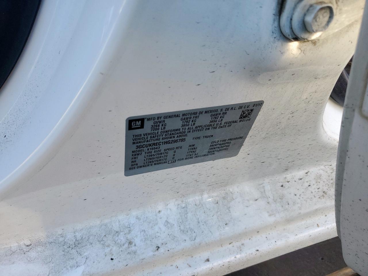 2017 Chevrolet Silverado VIN 3GCUKREC1HG296785 Copart auction photo, all over damage thumbnail 14