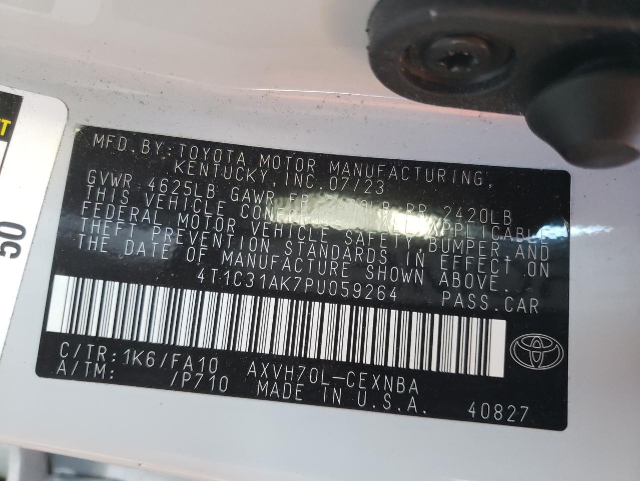 2023 Toyota Camry VIN 4T1C31AK7PU059264 Copart auction photo, rear end damage thumbnail 13
