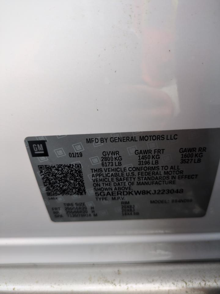 2019 Buick Enclave VIN 5GAERDKW8KJ223048 Copart auction photo, water/flood damage thumbnail 14