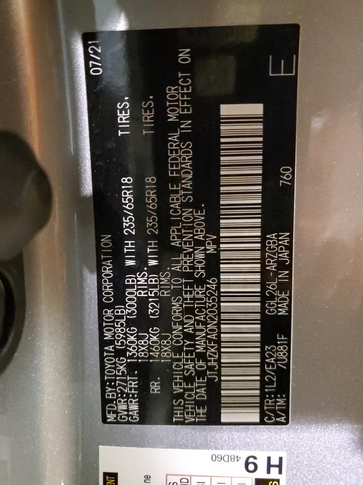2022 Lexus RX VIN JTJHZKFA0N2035246 Copart auction photo, rear end / front end damage thumbnail 15
