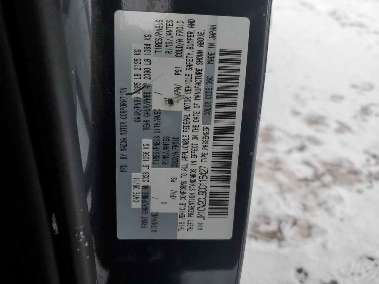 2012 Mazda 5 VIN JM1CW2CL9C0116427 Copart auction photo, front end damage thumbnail 13