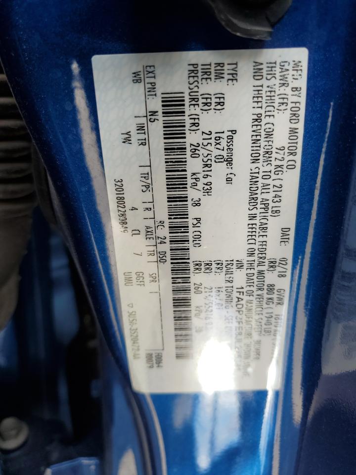 2018 Ford Focus VIN 1FADP3FE8JL275381 Copart auction photo, all over damage thumbnail 13