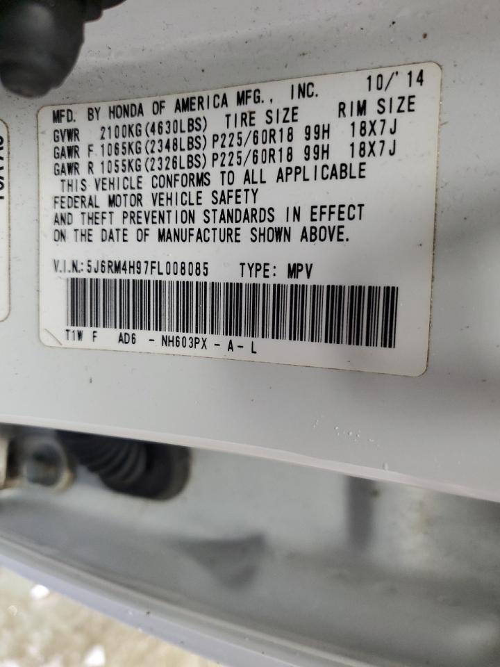 2015 Honda CR-V VIN 5J6RM4H97FL008085 Copart auction photo, all over damage thumbnail 13