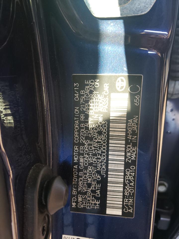 2013 Toyota Prius VIN JTDKN3DU0D0350503 Copart auction photo, front end damage thumbnail 13