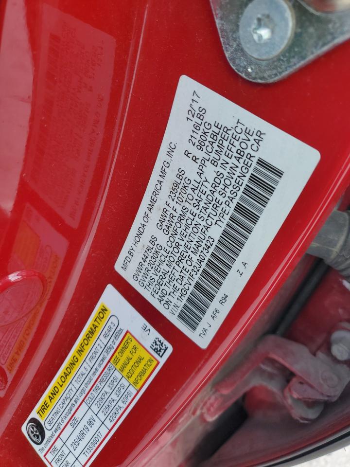 2018 Honda Accord VIN 1HGCV1F32JA073423 Copart auction photo, rear end damage thumbnail 14
