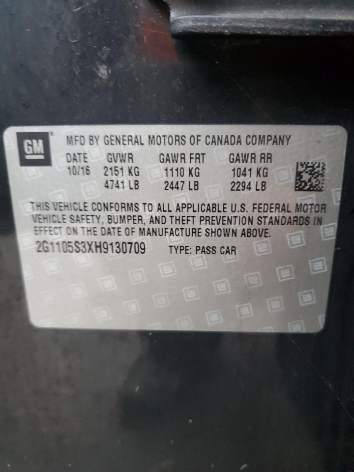 2017 Chevrolet Impala VIN 2G1105S3XH9130709 Copart auction photo, front end / side damage thumbnail 12