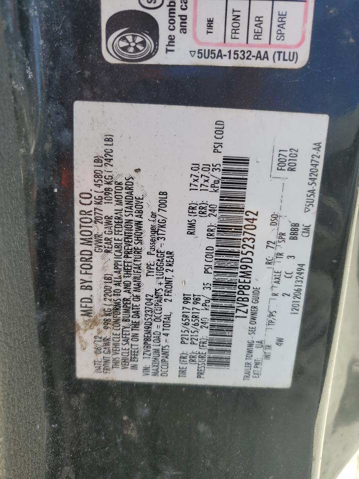 2013 Ford Mustang VIN 1ZVBP8EM9D5237042 Copart auction photo, minor dent/scratches / normal wear damage thumbnail 12