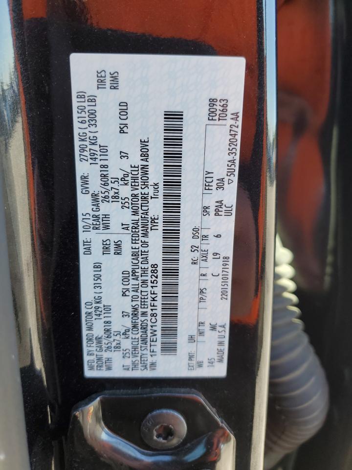 2015 Ford F-150 VIN 1FTEW1C81FKF15288 Copart auction photo, side / minor dent/scratches damage thumbnail 12
