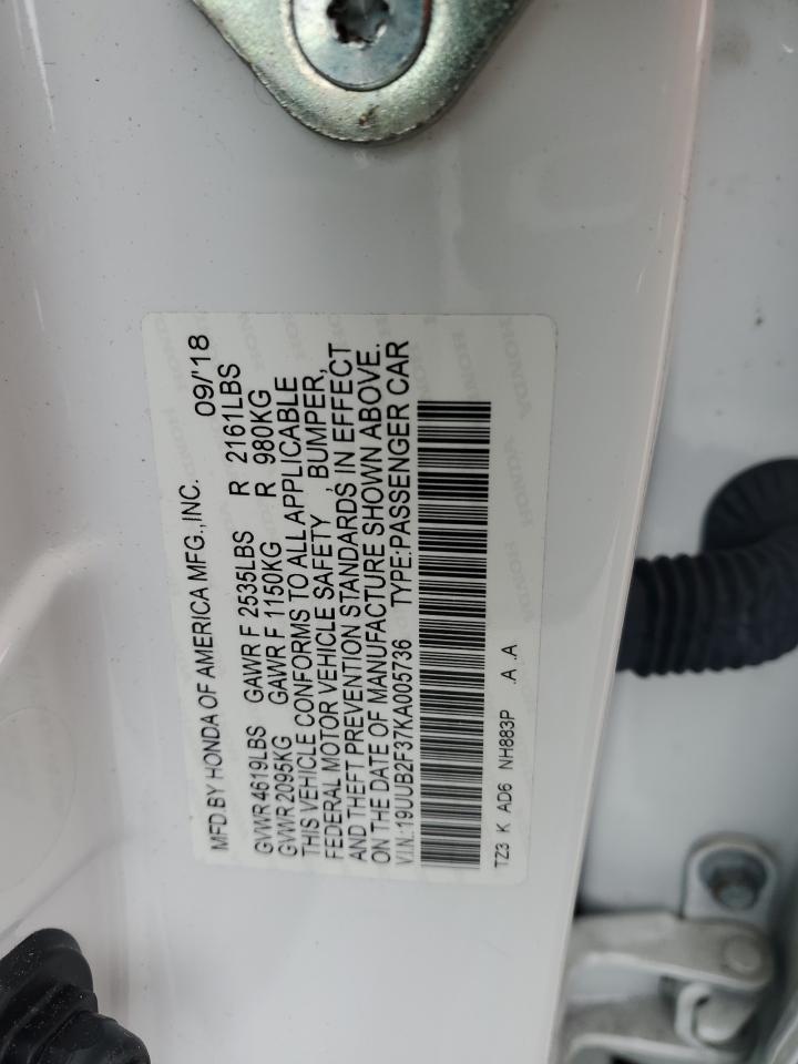 2019 Acura TLX VIN 19UUB2F37KA005736 Copart auction photo, all over damage thumbnail 12
