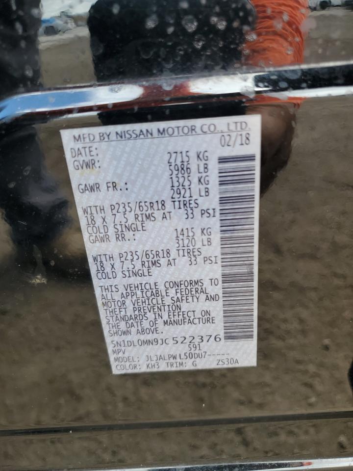 2018 Infiniti QX60 VIN 5N1DL0MN9JC522376 Copart auction photo, rear end damage thumbnail 13