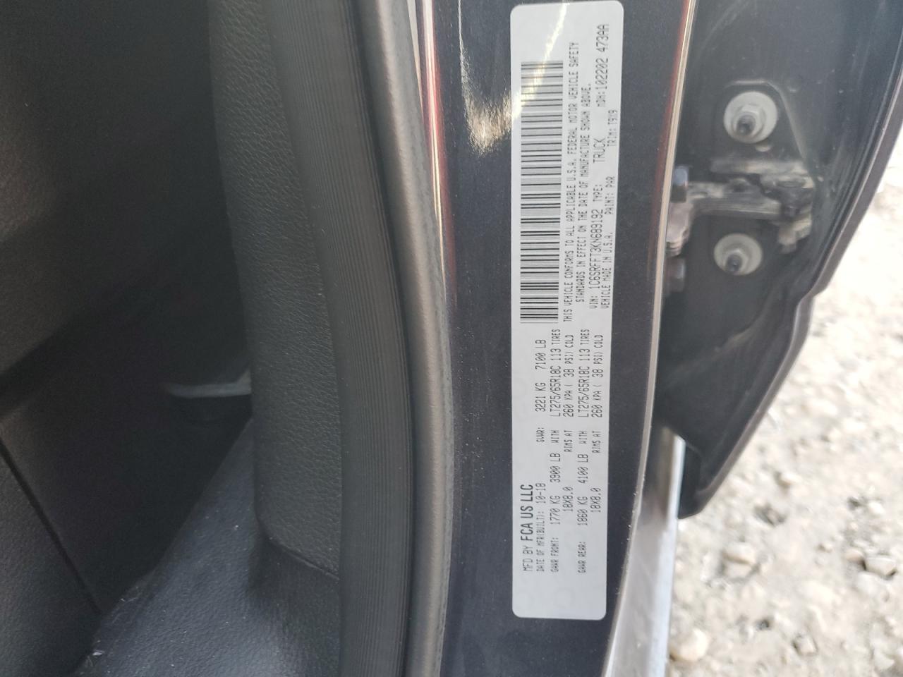 2019 RAM 1500 VIN 1C6SRFFT3KN689192 Copart auction photo, front end damage thumbnail 12