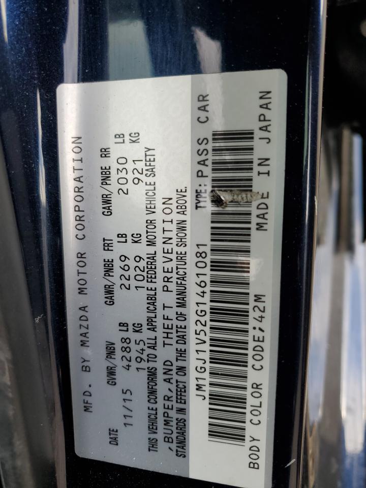 2016 Mazda 6 VIN JM1GJ1V52G1461081 Copart auction photo, side damage thumbnail 12