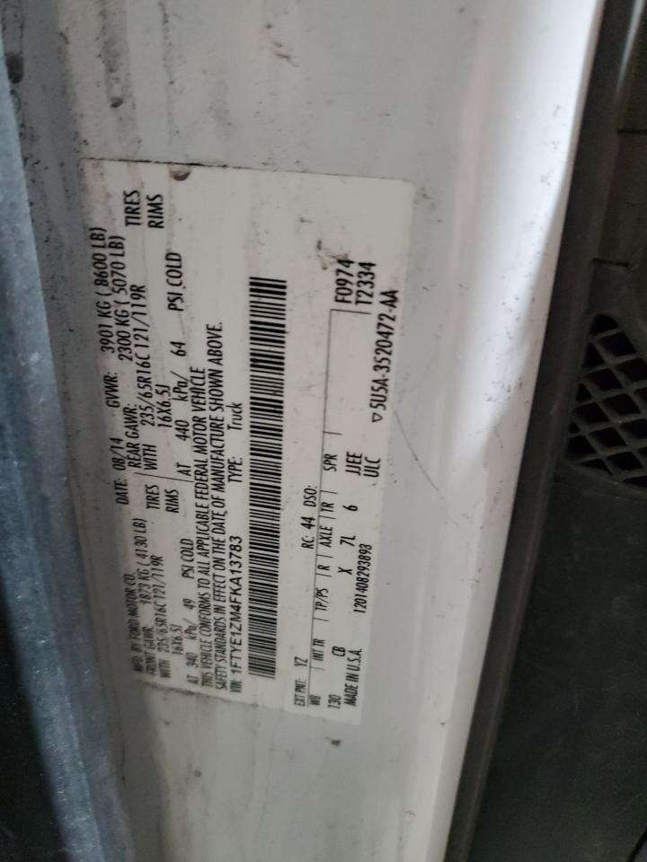 2015 Ford Transit VIN 1FTYE1ZM4FKA13783 Copart auction photo, front end damage thumbnail 14