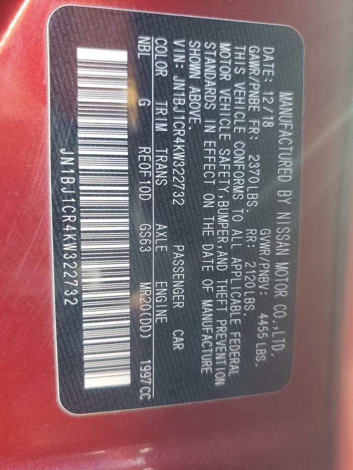 2019 Nissan Rogue VIN JN1BJ1CR4KW322732 Copart auction photo, mechanical / front end damage thumbnail 13