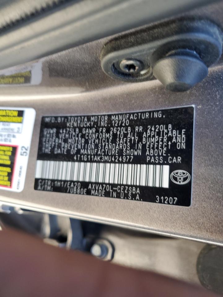 2021 Toyota Camry VIN 4T1G11AK3MU424977 Copart auction photo, front end damage thumbnail 14