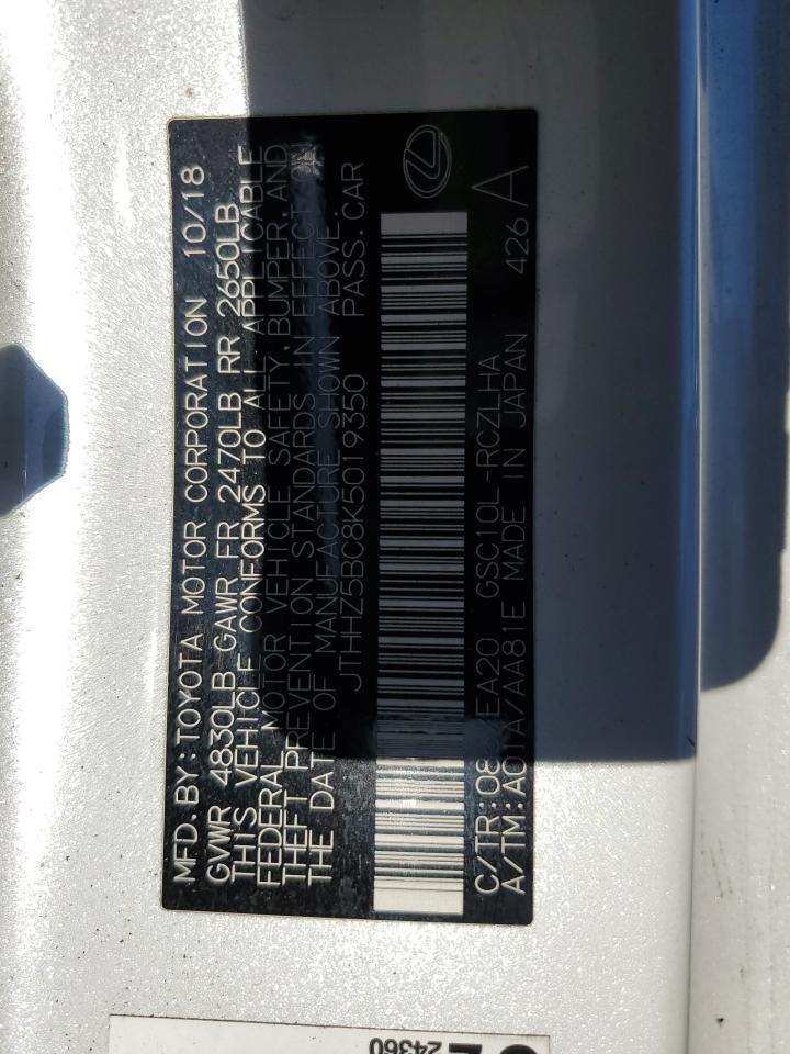 2019 Lexus RX VIN JTHHZ5BC8K5019350 Copart auction photo, rear end / vandalism damage thumbnail 12