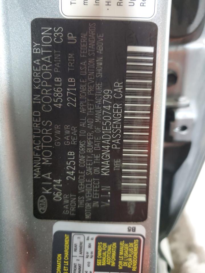 2014 KIA Optima VIN KNAGN4AD1E5074799 Copart auction photo, all over damage thumbnail 15