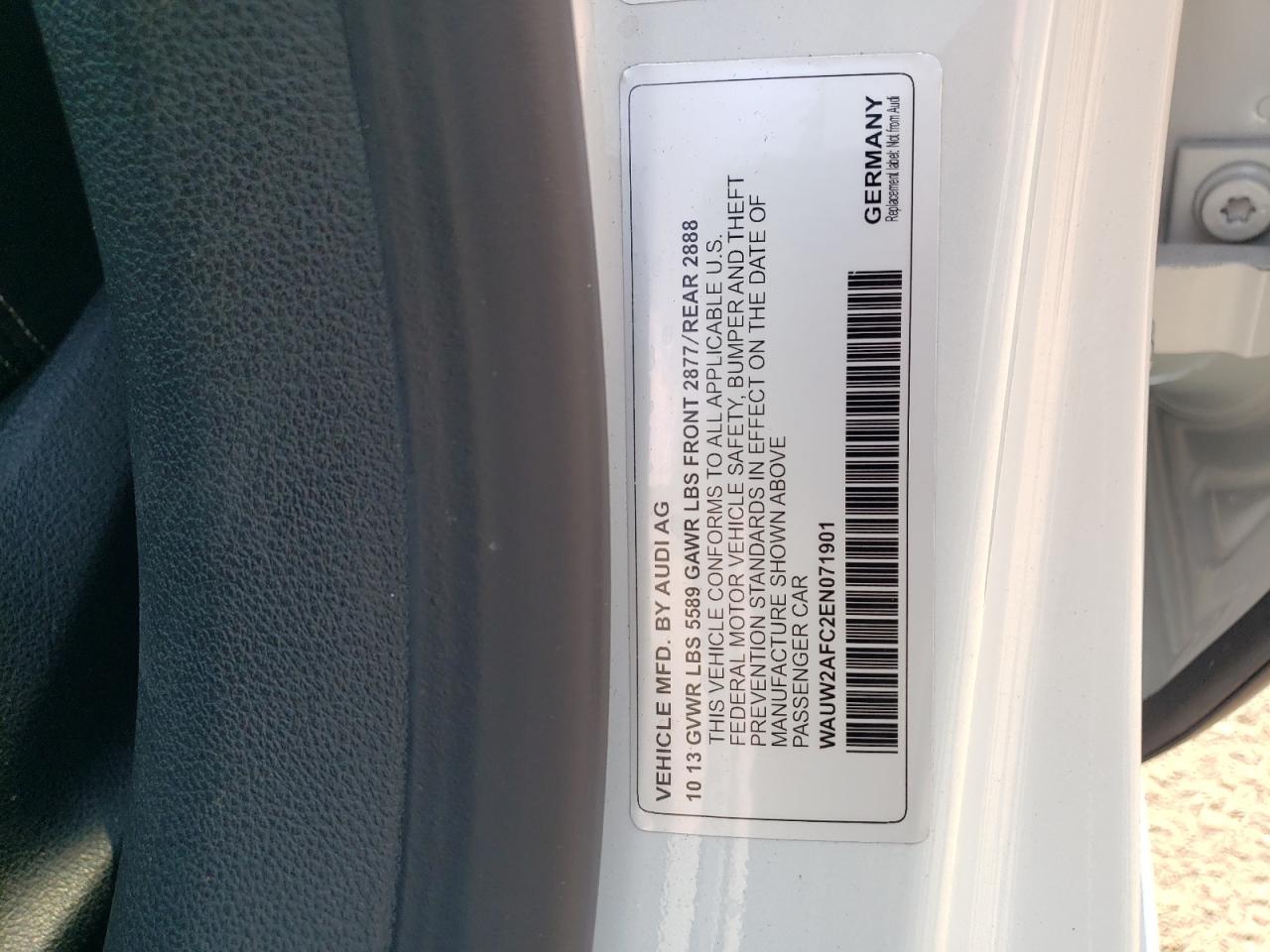 2014 Audi S7 VIN WAUW2AFC2EN071901 Copart auction photo, mechanical damage thumbnail 12