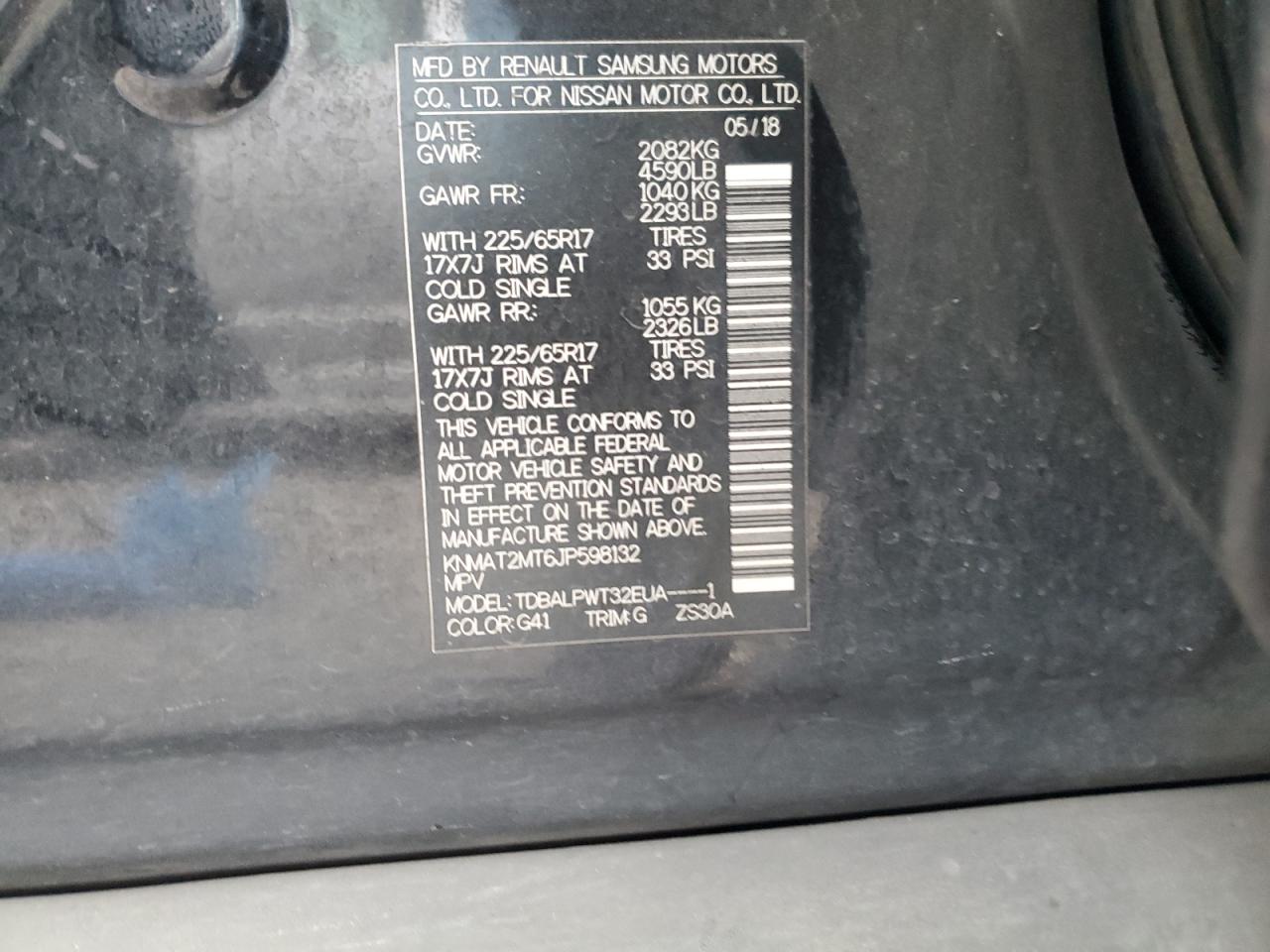 2018 Nissan Rogue VIN KNMAT2MT6JP598132 Copart auction photo, front end damage thumbnail 13