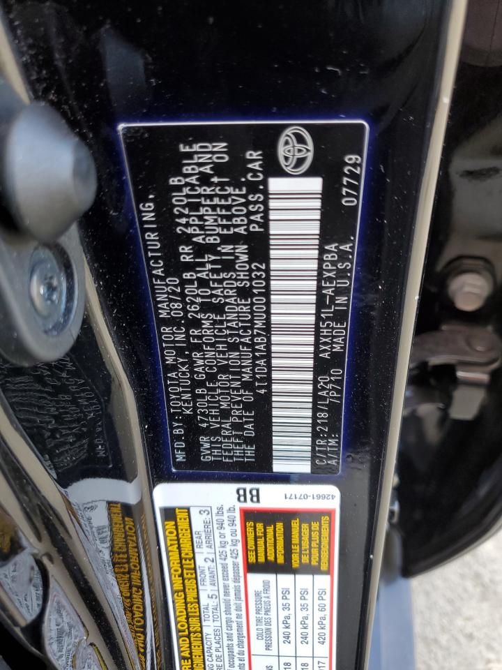 2021 Toyota Avalon VIN 4T1DA1AB7MU001032 Copart auction photo, vandalism / front end damage thumbnail 13