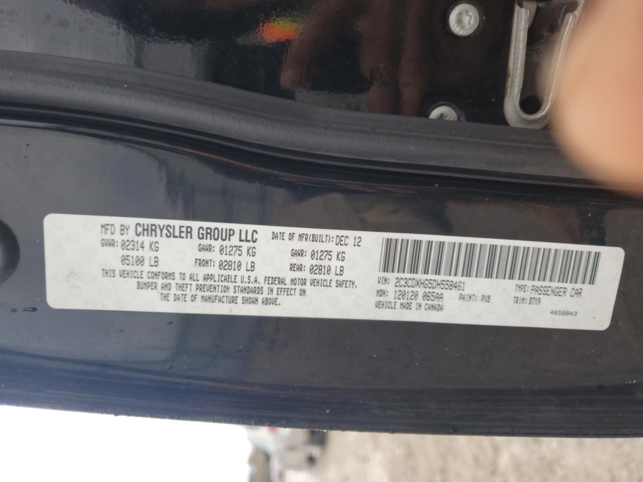 2013 Dodge Charger VIN 2C3CDXHG5DH558461 Copart auction photo, normal wear damage thumbnail 12