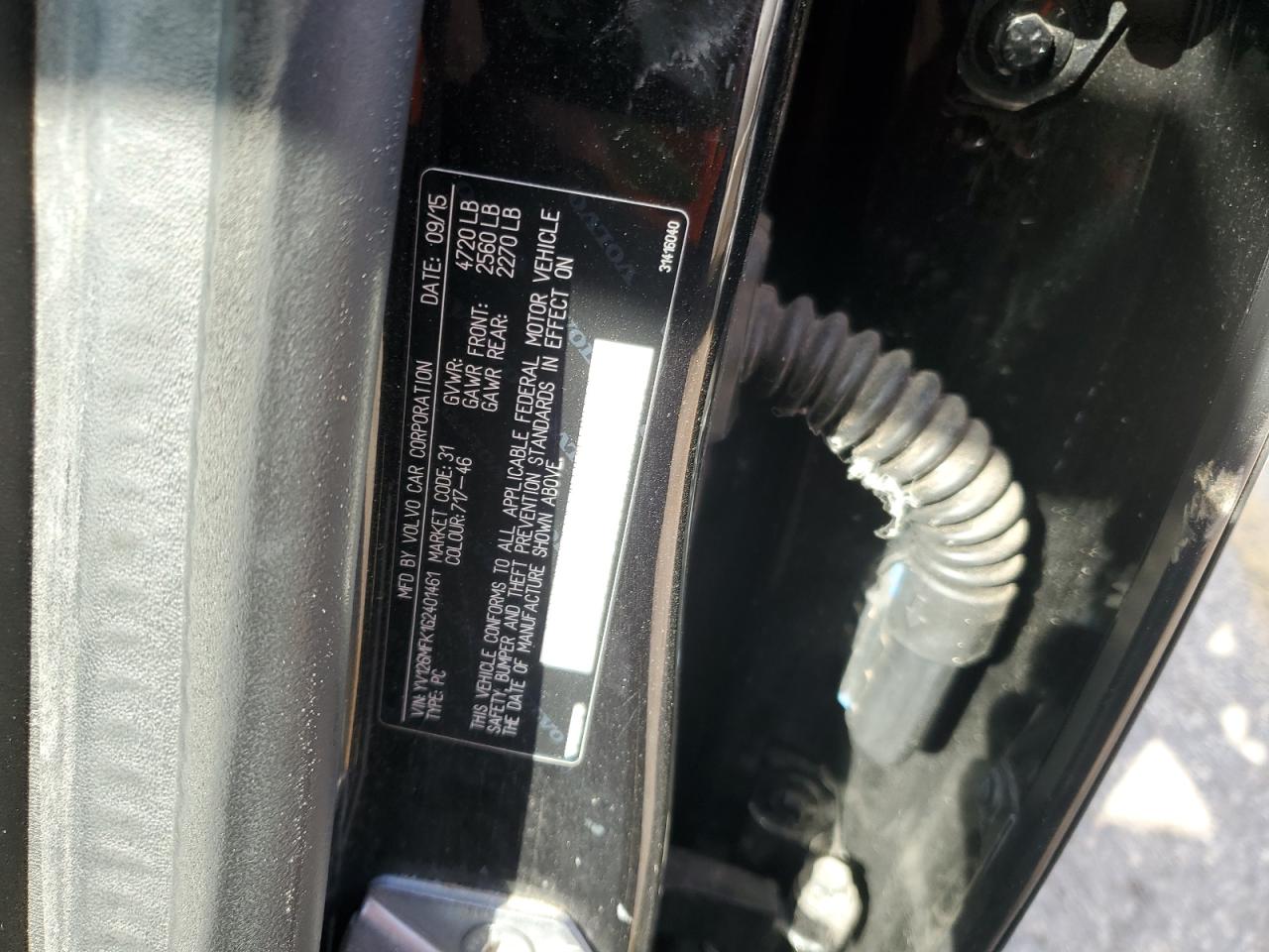2016 Volvo S60 VIN YV126MFK1G2401461 Copart auction photo, all over damage thumbnail 12