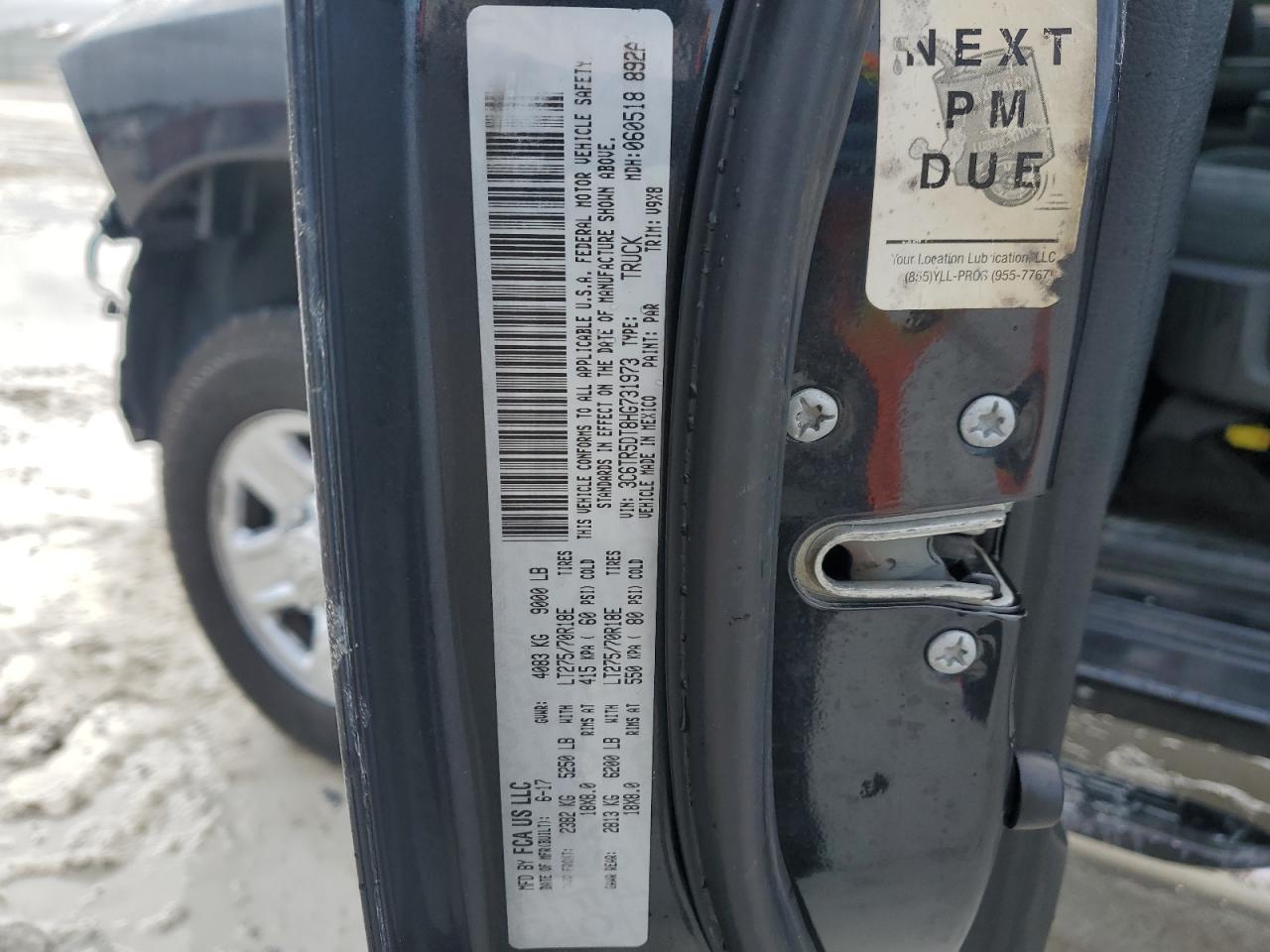 2017 RAM 2500 VIN 3C6TR5DT8HG731973 Copart auction photo, front end / rear end damage thumbnail 13