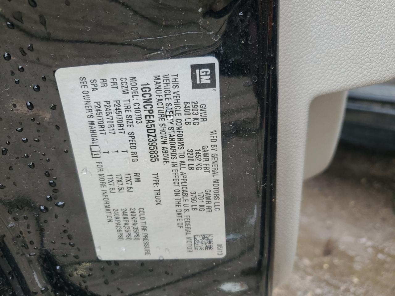 2013 Chevrolet Silverado VIN 1GCNCPEA5DZ395835 Copart auction photo, front end damage thumbnail 12