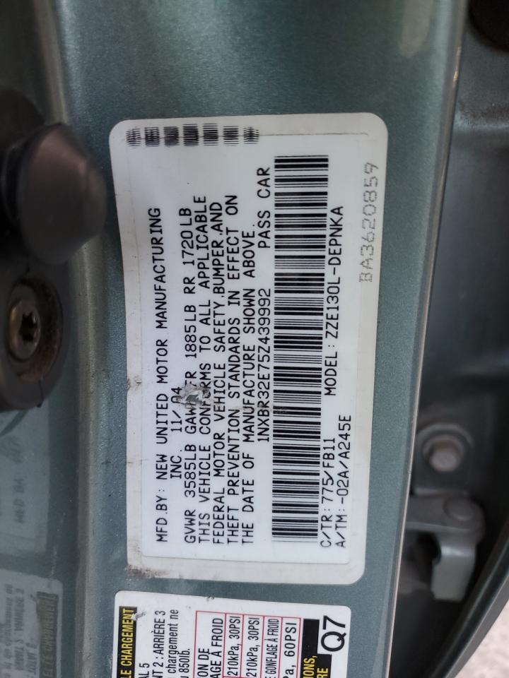 2005 Toyota Corolla VIN 1NXBR32E75Z439992 Copart auction photo, rear end damage thumbnail 12