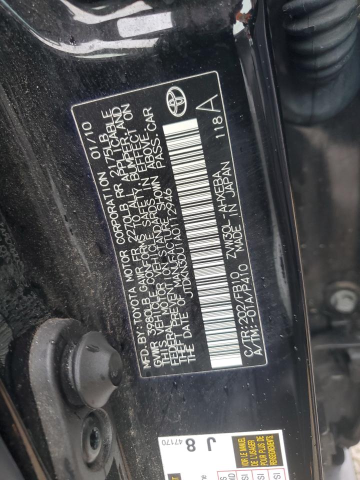 2010 Toyota Prius VIN JTDKN3DU1A0112946 Copart auction photo, rear end / front end damage thumbnail 12