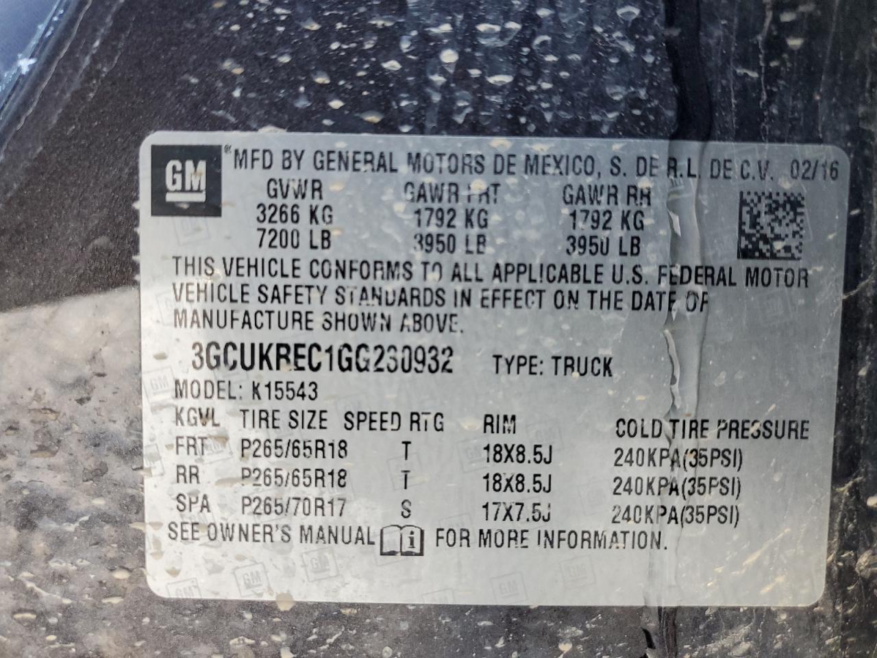 2016 Chevrolet Silverado VIN 3GCUKREC1GG230932 Copart auction photo, front end damage thumbnail 12