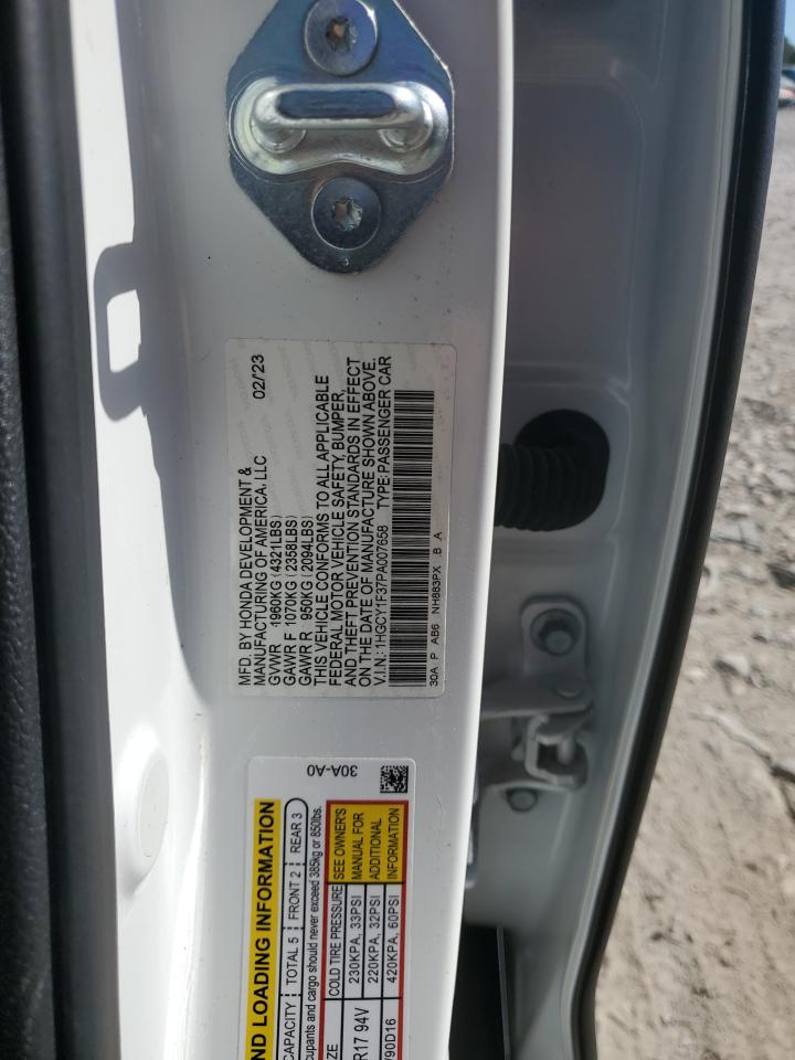 2023 Honda Accord VIN 1HGCY1F37PA007658 Copart auction photo, all over damage thumbnail 13