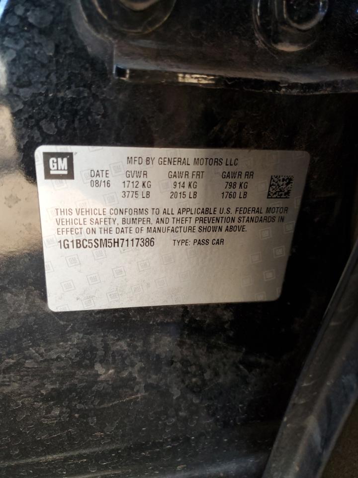 2017 Chevrolet Cruze VIN 1G1BC5SM5H7117386 Copart auction photo, front end / mechanical damage thumbnail 12