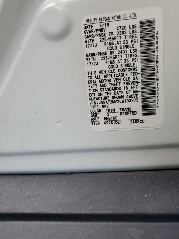 2020 Nissan Rogue VIN JN8AT2MV2LW103875 Copart auction photo, water/flood / minor dent/scratches damage thumbnail 14