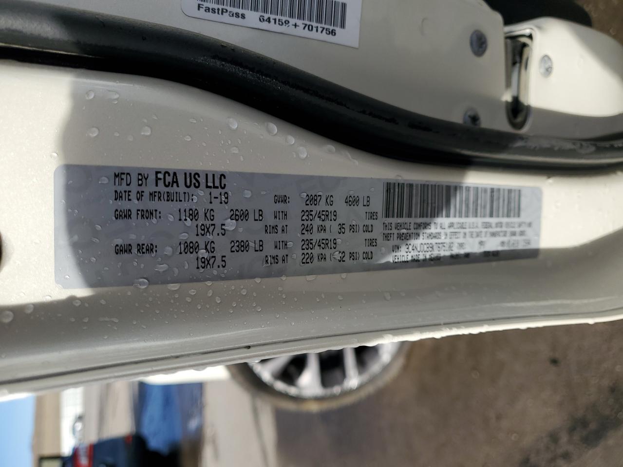 2019 Jeep Compass VIN 3C4NJDCB9KT675102 Copart auction photo, rollover damage thumbnail 13