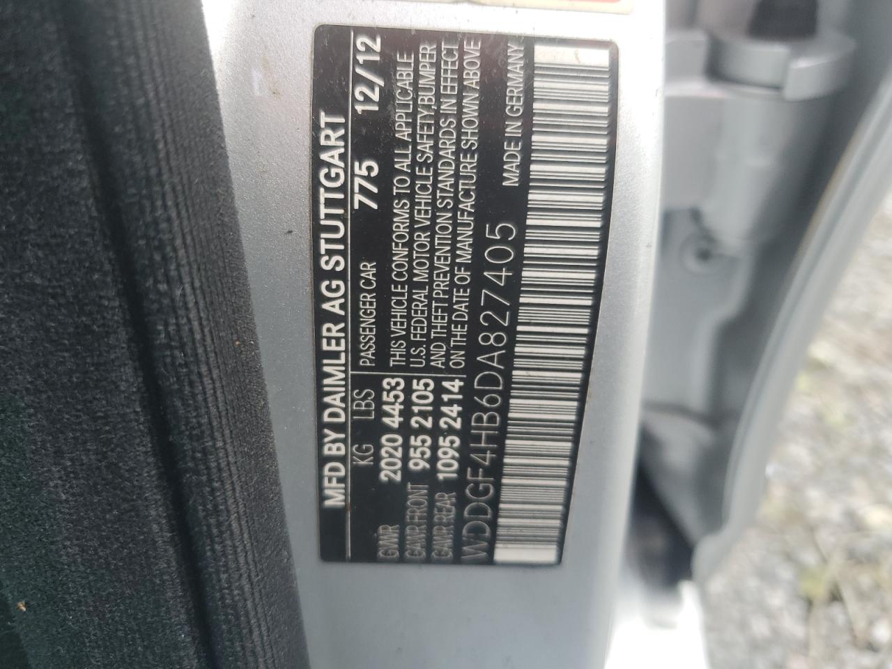 2013 Mercedes-Benz C-klasse VIN WDDGF4HB6DA827405 Copart auction photo, water/flood damage thumbnail 13