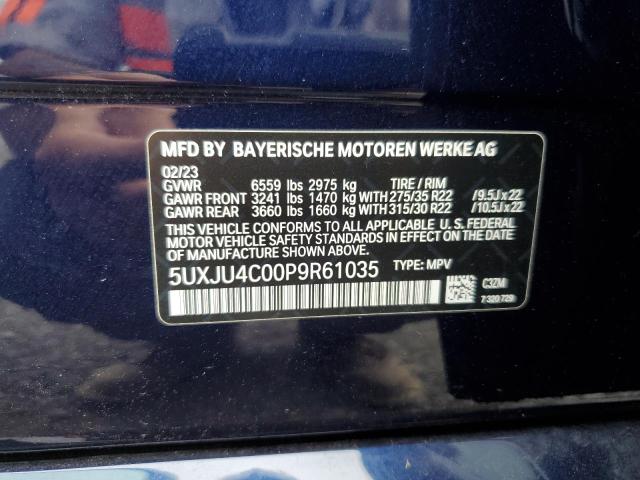2023 BMW X5 VIN 5UXJU4C00P9R61035 Copart auction photo, front end / rear end damage thumbnail 13