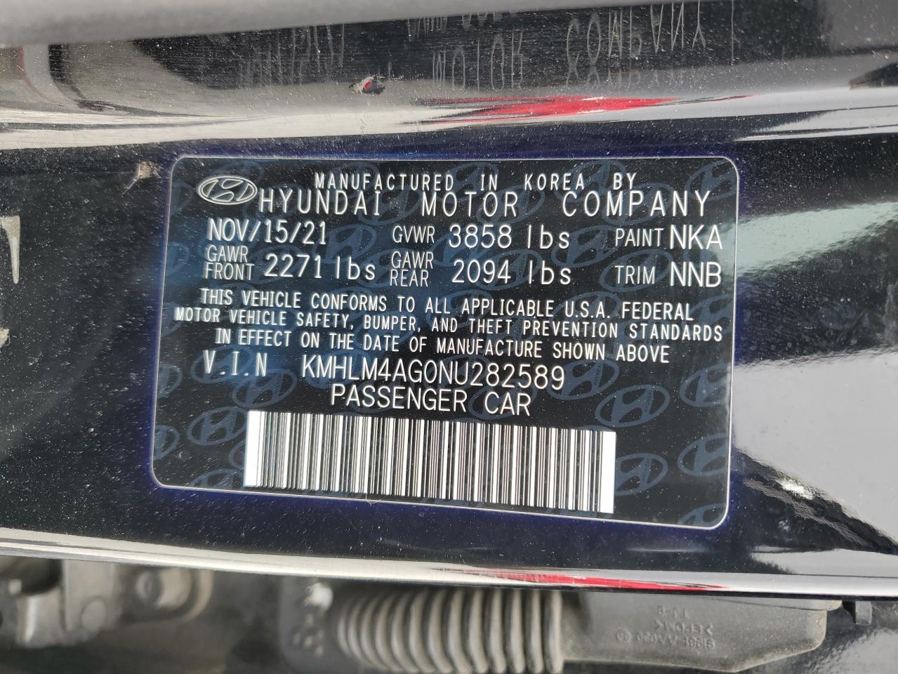 2022 Hyundai Elantra VIN KMHLM4AG0NU282589 Copart auction photo, side / undercarriage damage thumbnail 15