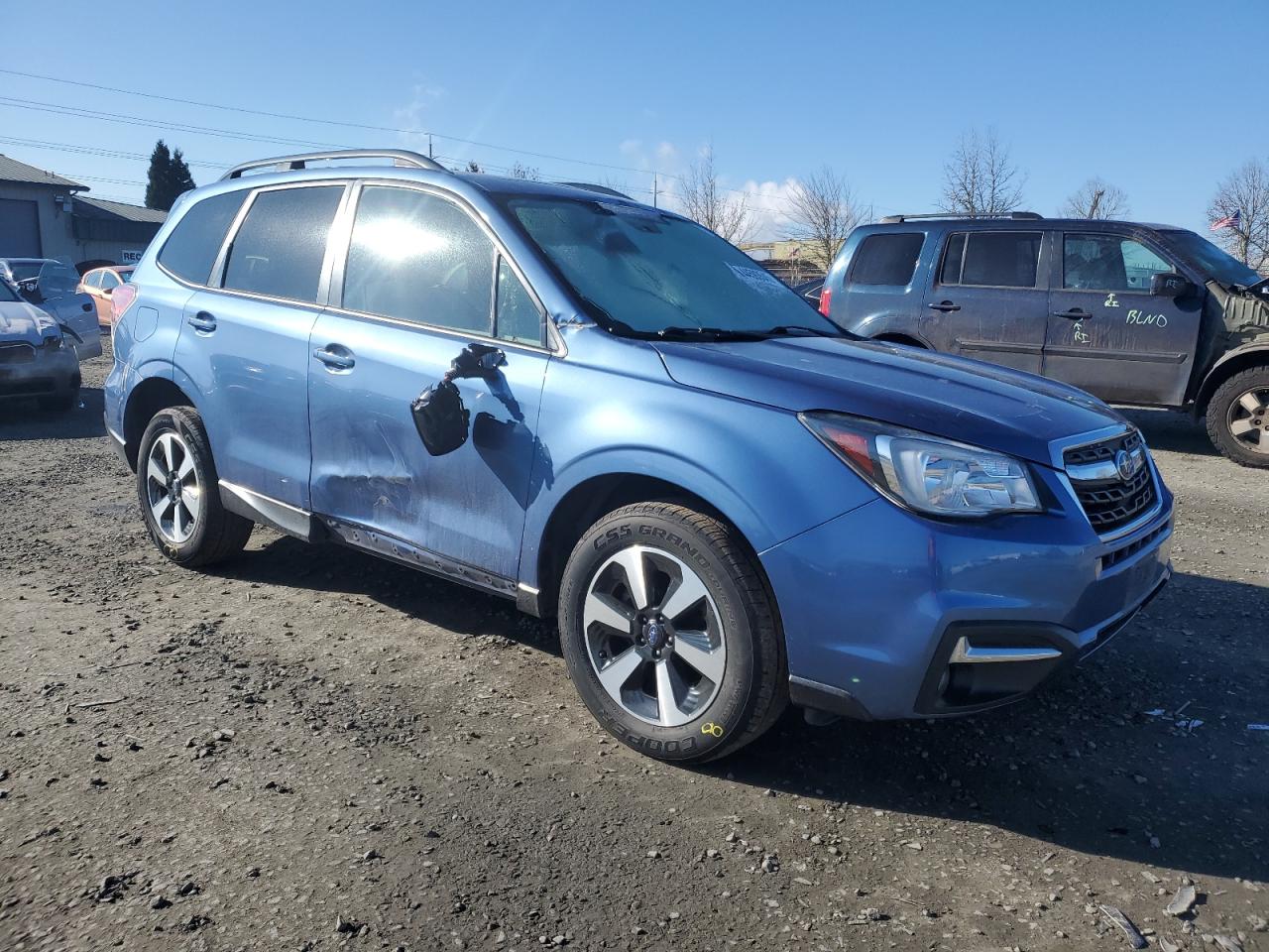 2018 Subaru Forester VIN JF2SJAGC9JH585080 Copart auction photo, side / front end damage thumbnail 4