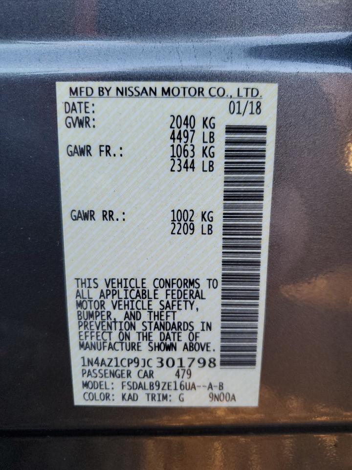 2018 Nissan Leaf VIN 1N4AZ1CP9JC301798 Copart auction photo, front end damage thumbnail 12