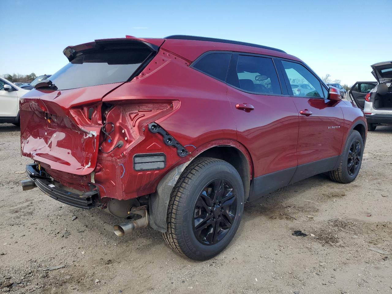 2021 Chevrolet Blazer VIN 3GNKBCRSXMS541409 Copart auction photo, rear end / side damage thumbnail 3